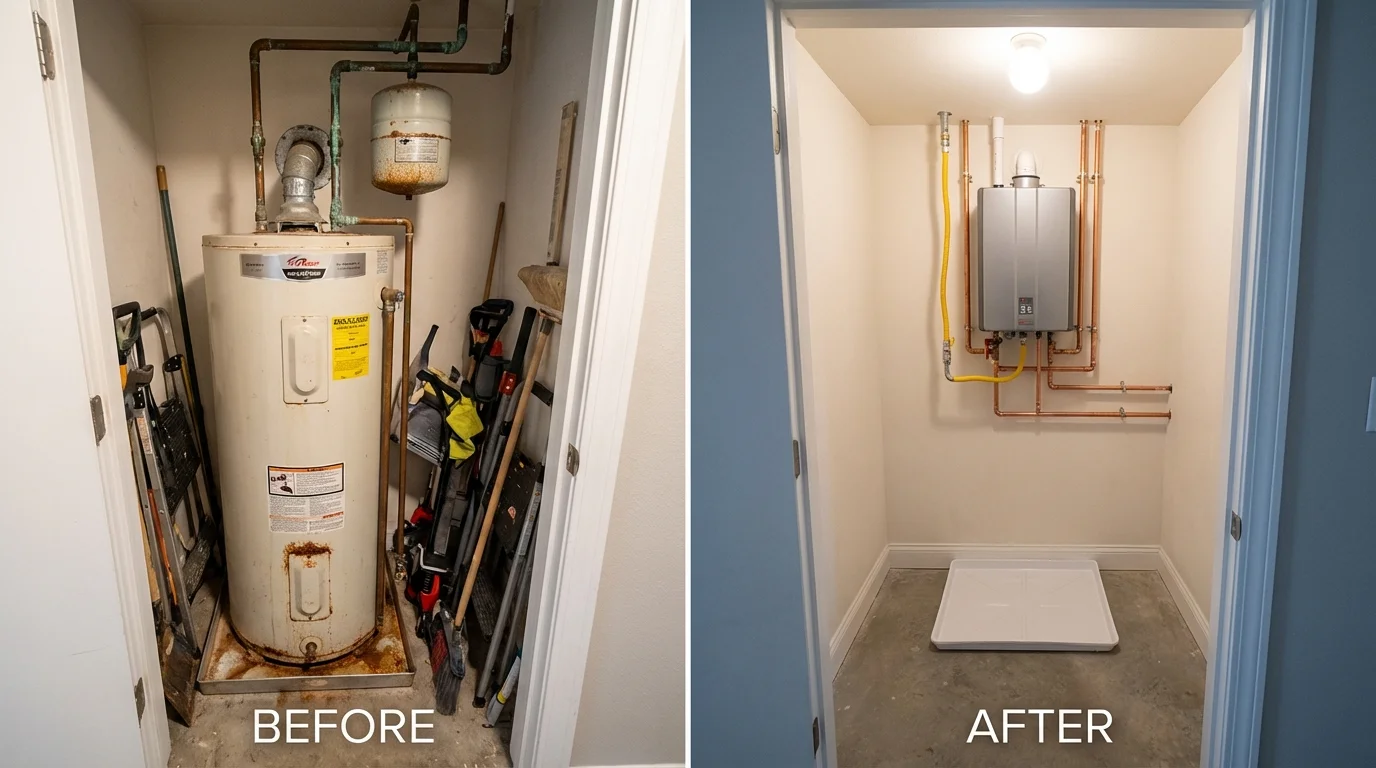Tank water heater versus wall-mounted tankless unit comparison for Panhandle, TX homeowners