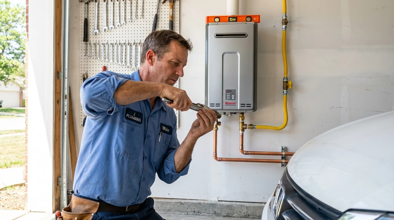 Tankless water heater installation by a Johns Plumbing LLC plumber in Panhandle